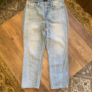Talbots Modern Ankle Jeans Size 10 Light Wash Straight w/ Navy Side Stripe